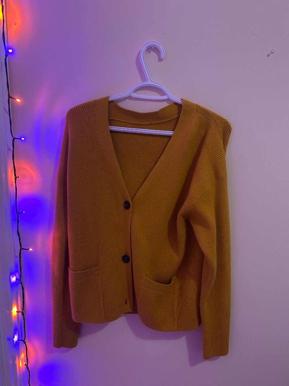 Yellow Oversized Cozy V-neck Cardigan
